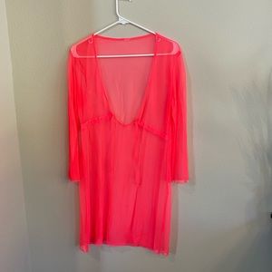 Neon pink swimsuit cover